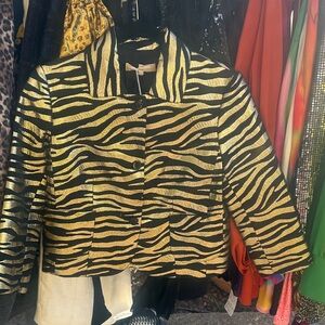 Michael Kors Gold and Black Zebra Blazer